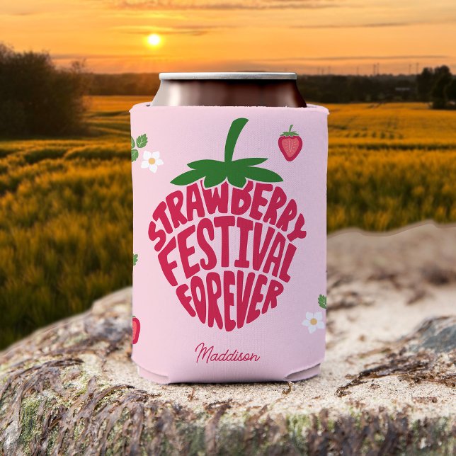 Strawberry Festival Forever Cute Customisable Can Cooler (Creator Uploaded)