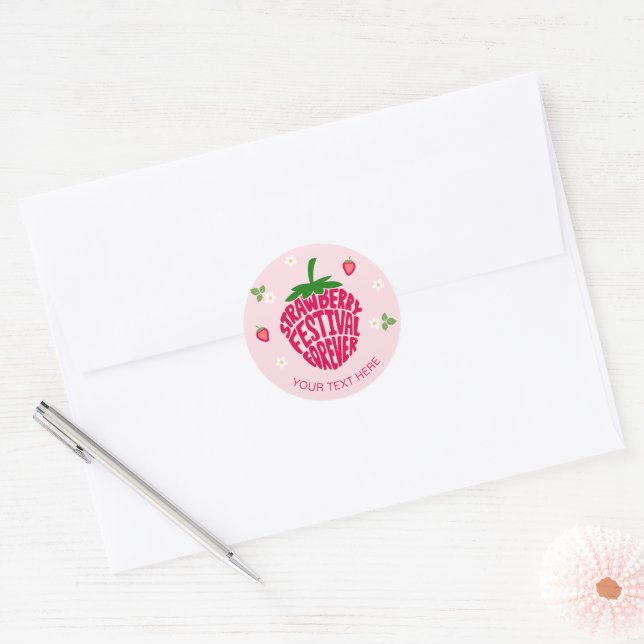 Strawberry Festival Forever Cute Customisable Classic Round Sticker (Envelope)