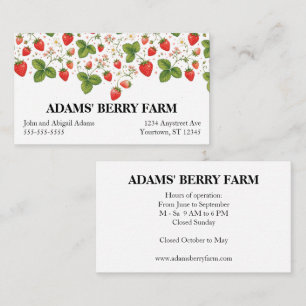 Strawberry Field Berry Farm U-Pick Berry Sales Business Card