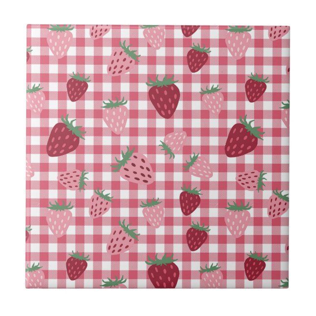 Strawberry Field Pattern Ceramic Tile (Front)