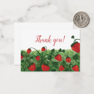 Strawberry Field Watercolor Thank You Card