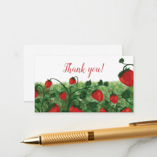 Strawberry Field Watercolor Thank You Enclosure Card