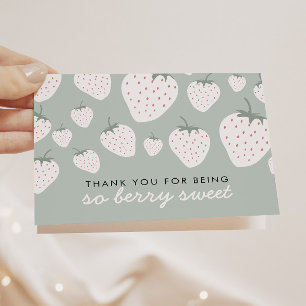 Strawberry Fields Berry Sweet Teal Girl Thank You Card