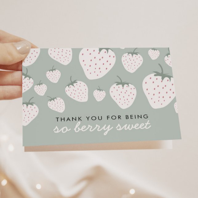 Strawberry Fields Berry Sweet Teal Girl Thank You Card (Creator Uploaded)