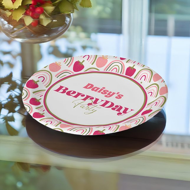 Strawberry Fields Delight Birthday Paper Plate (Creator Uploaded)