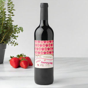 Strawberry Fields Delight Birthday Wine Label