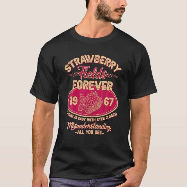 Strawberry Fields Forever 1967 Fruit Funny Retro V T-Shirt (Front)