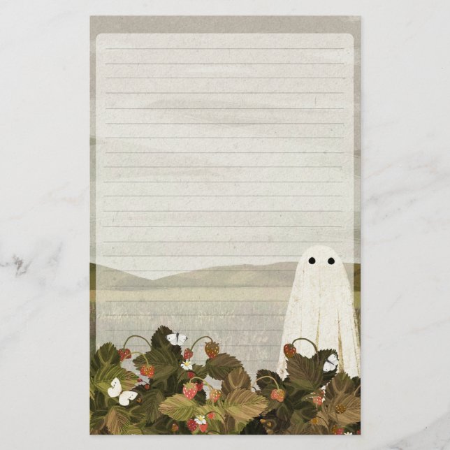 Strawberry Fields - Ghost Lined Letter Writing  Stationery (Front)
