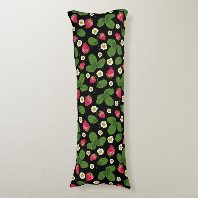 Strawberry Fields on Black Body Cushion (Front Vertical)