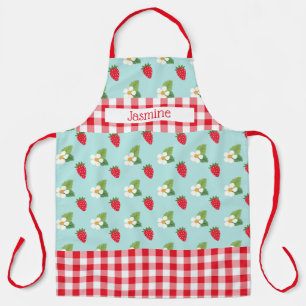 Strawberry Fields Red Gingham Check Personalised Apron