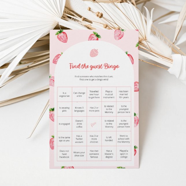 Strawberry Find The Guest Bingo Baby Shower Game (Creator Uploaded)