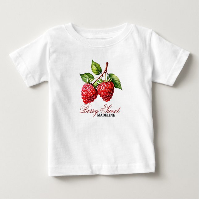 Strawberry First birthday Berry Sweet Birthday Baby T-Shirt (Front)