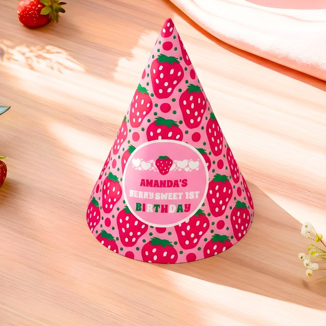 Strawberry First Birthday Celebration Party Hat (Creator Uploaded)