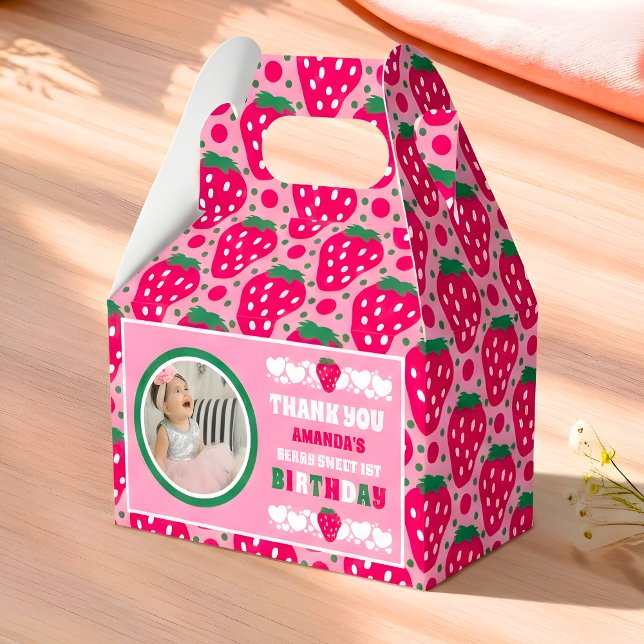 Strawberry First Birthday Celebration Photo Favour Box (Creator Uploaded)