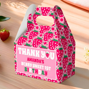 Strawberry First Birthday Celebration Thank You Favour Box