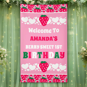 Strawberry First Birthday Celebration Welcome Banner