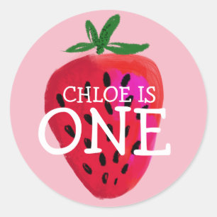 Strawberry   First Birthday Custom Sticker