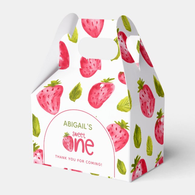 Strawberry First Birthday Favour Box (Front Side)