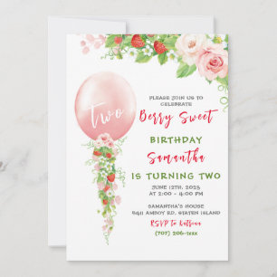 Strawberry First Birthday Invitation