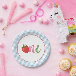 Strawberry First Birthday Paper Plates - ONE - LB