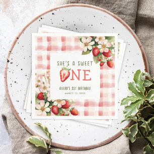 Strawberry First Birthday Party Berry Napkin