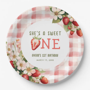 Strawberry First Birthday Party Berry Paper Plate