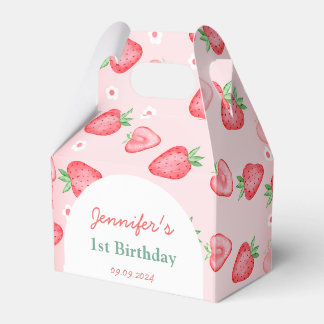 Strawberry First Birthday Party Favour Box