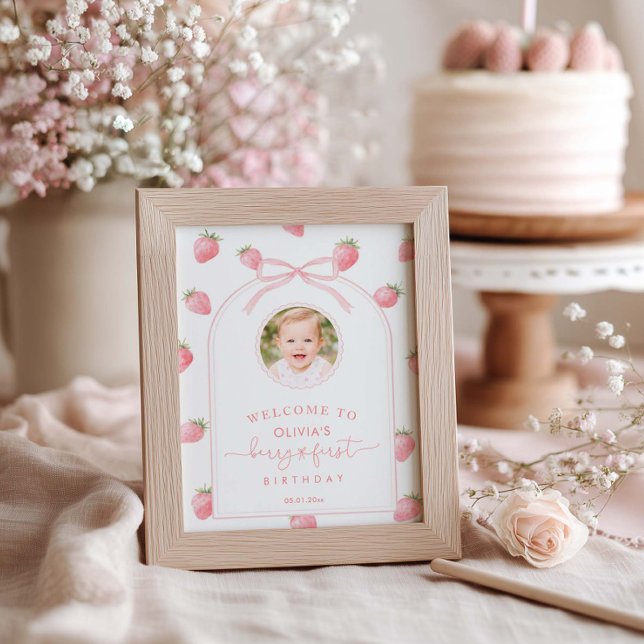 Strawberry First Birthday Welcome Sign Berry Sweet (Creator Uploaded)