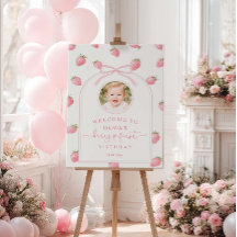 Strawberry First Birthday Welcome Sign Berry Sweet