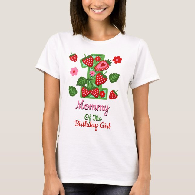 Strawberry first birthday womens tshirts Mum (Front)