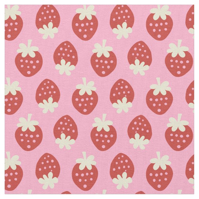 Strawberry Flip on Pink Fabric (Close Up)