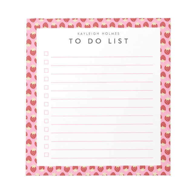 Strawberry Flip To Do List Notepad (Front)