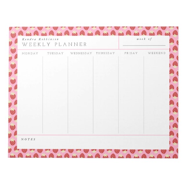 Strawberry Flip Weekly Planner Notepad (Front)
