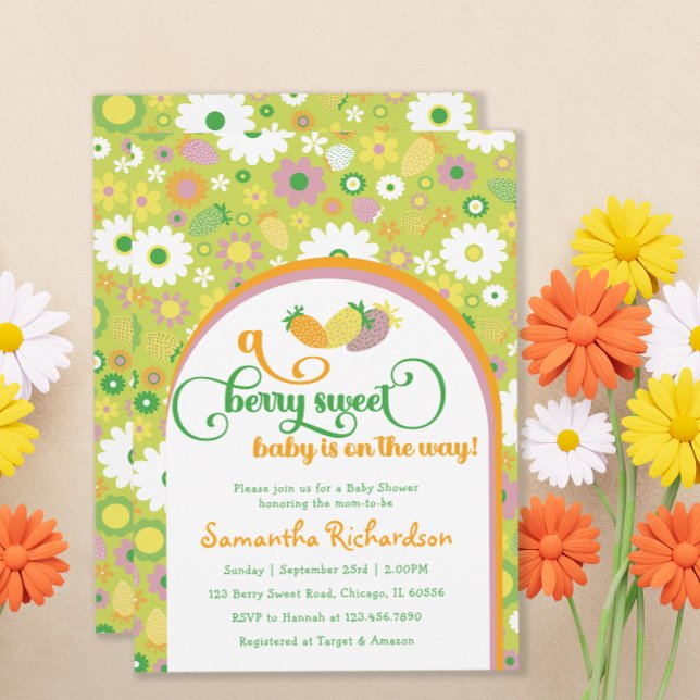 Strawberry Floral Baby Shower Invitation (Creator Uploaded)