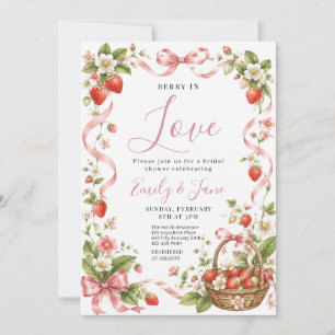 Strawberry floral Bridal Shower Invite,Berry In Lo Invitation