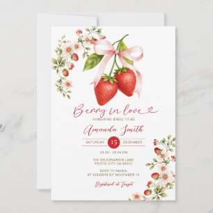 Strawberry Floral Bride to Be Berry in Love Invitation