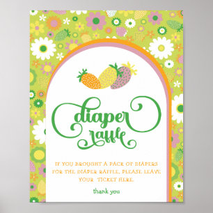 Strawberry   Floral Diaper Raffle Sign