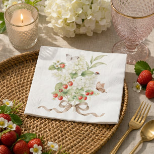 Strawberry Floral Garden Bouquet Party Napkin