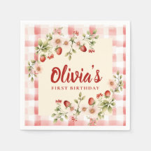 Strawberry Floral Gingham First Birthday 