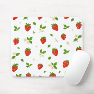 Strawberry floral pattern mouse pad, cute watercol pad