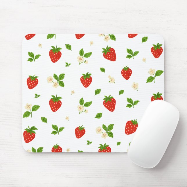 Strawberry floral pattern mouse pad, cute watercol pad (With Mouse)