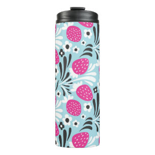 Strawberry Floral: Pink Berry Seamless. Thermal Tumbler