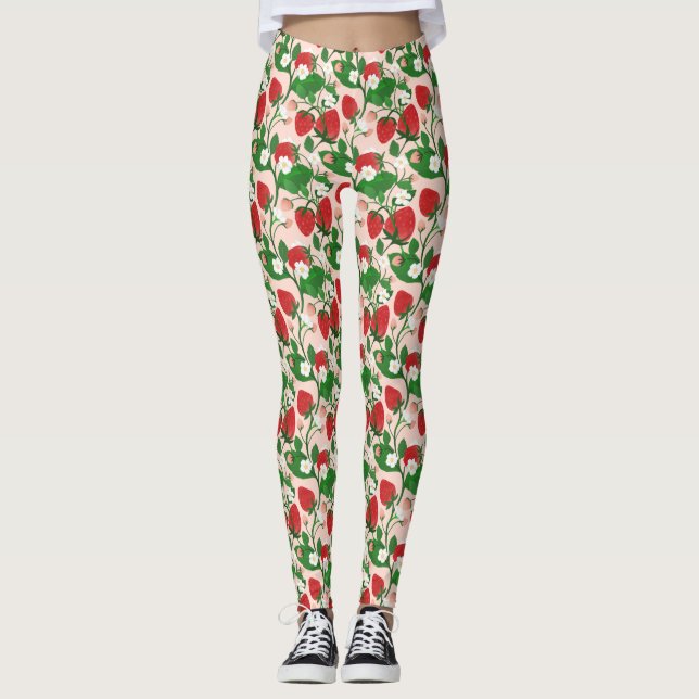 Strawberry & Floral Vine Leggings (Front)