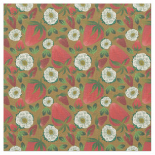 Strawberry Floral Vintage Pattern Fabric