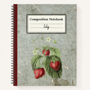 Strawberry Flowers and Fruits Personalised Comp Notebook