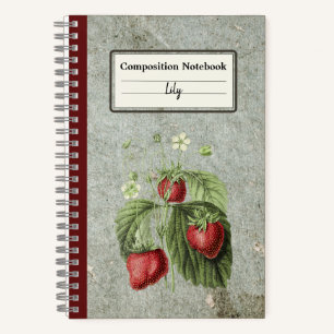 Strawberry Flowers and Fruits Personalised Comp Notebook