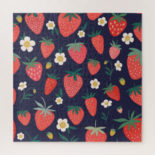 Strawberry Flowers & Fruits: Decorative Pattern Jigsaw Puzzle