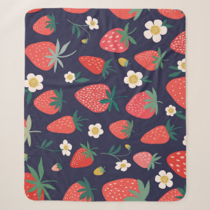 Strawberry Flowers & Fruits: Decorative Pattern Sherpa Blanket