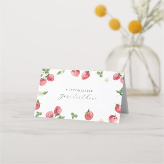 Strawberry Food Label Place Card Tent Card