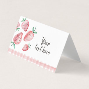 Strawberry Food Label Tent Berry Sweet Birthday Business Card